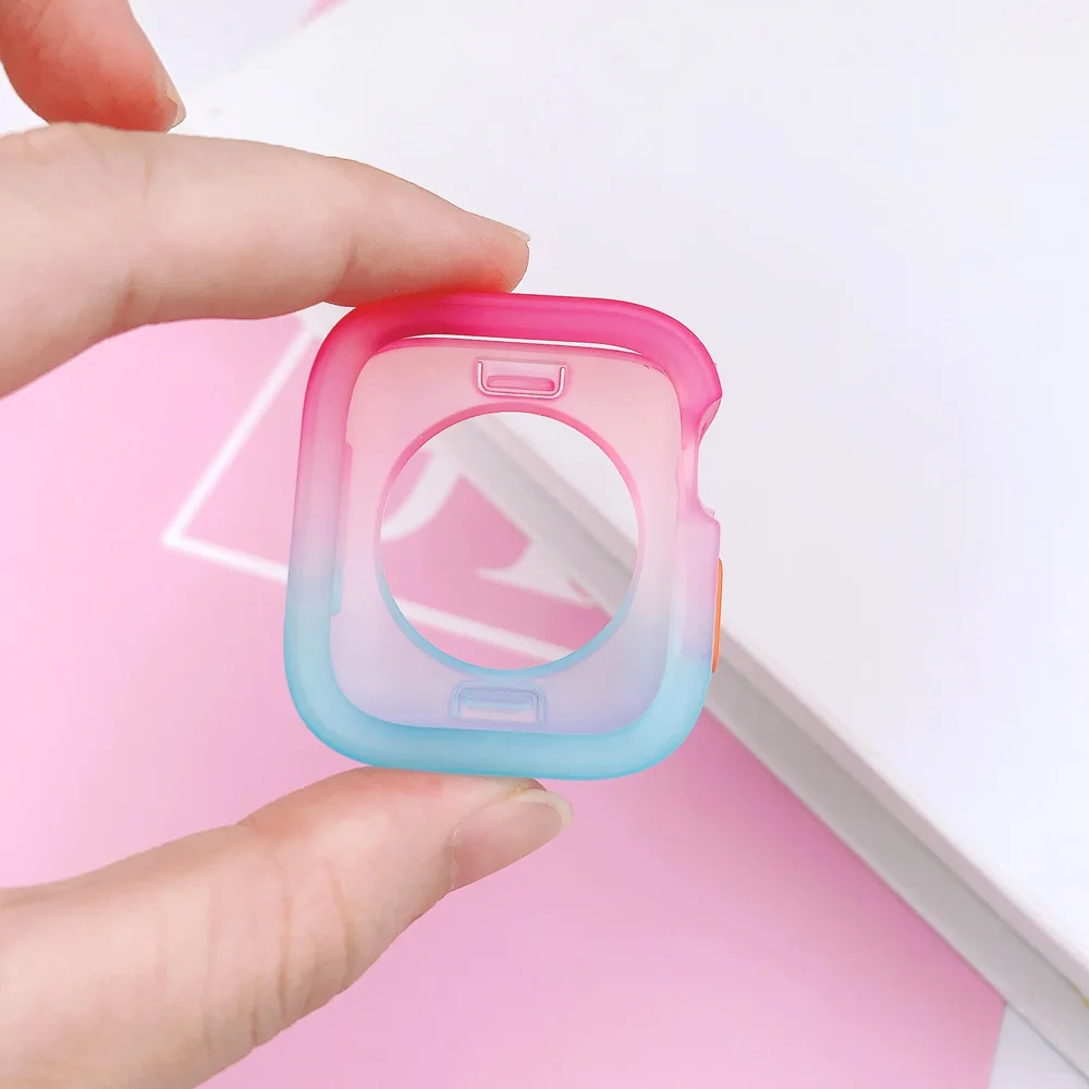 For Apple Watch Case 40MM 41MM 44MM 45MM Candy Color Cover TPU Silicone Protective Bumper For iWatch Series 9 8 7 6 5 4 SE Shell