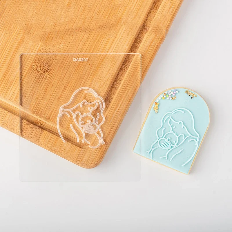 Mommy To Be Baby Shower Acrylic Cookie Cutter Reverse Stamp Embosser Fondant Sugar Craft Mold Pregnant Gift Cake Decoration Tool