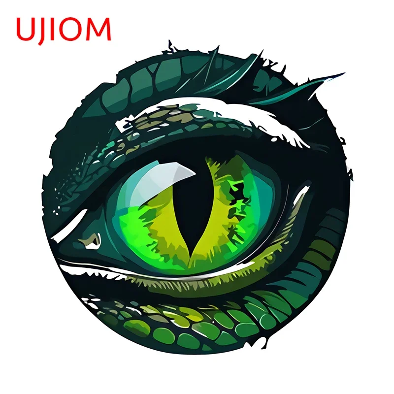 UJIOM 13cm × 12.9cm Edgy Green Dragon Eye wall Stickers Special Cool Graphics Decals Personal Adhesive Laptop Accessories