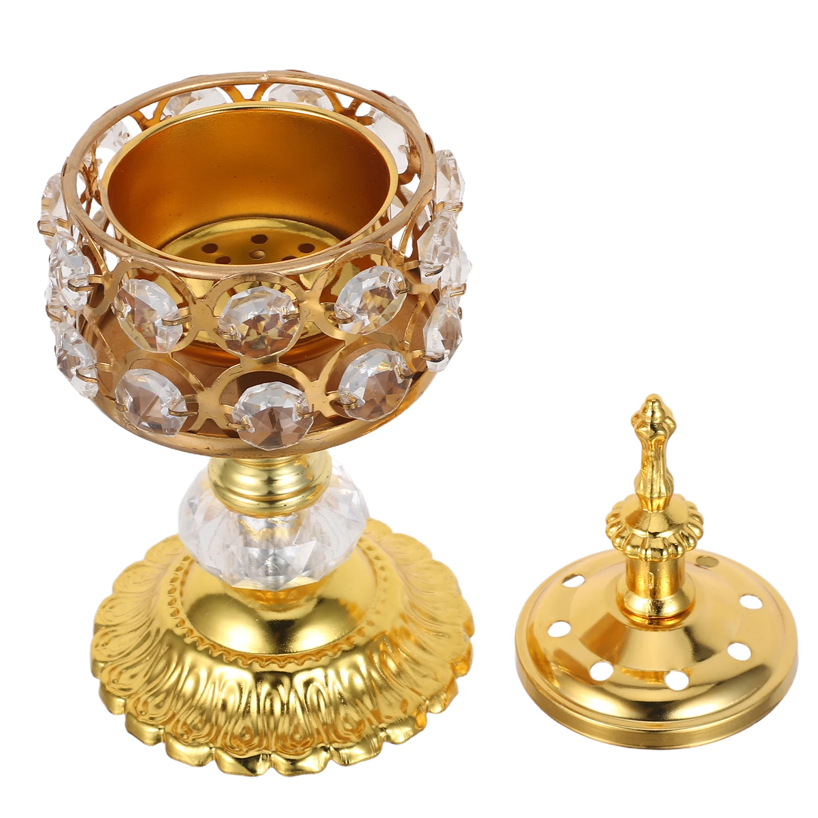 

Handheld Incense Burner Metal Gold Lace Design Aromatherapy Air Purifier For Yoga Meditation Spa Office Home Decor