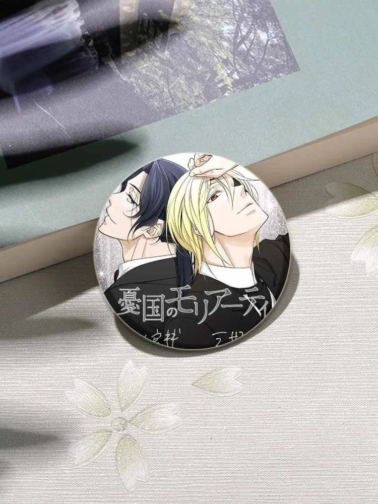 32mm Anime Moriarty The Patriot Round Pins Cartoon Brooches Badge for Backpack Clothes Bag Decoration Jewelry Accessories Gifts