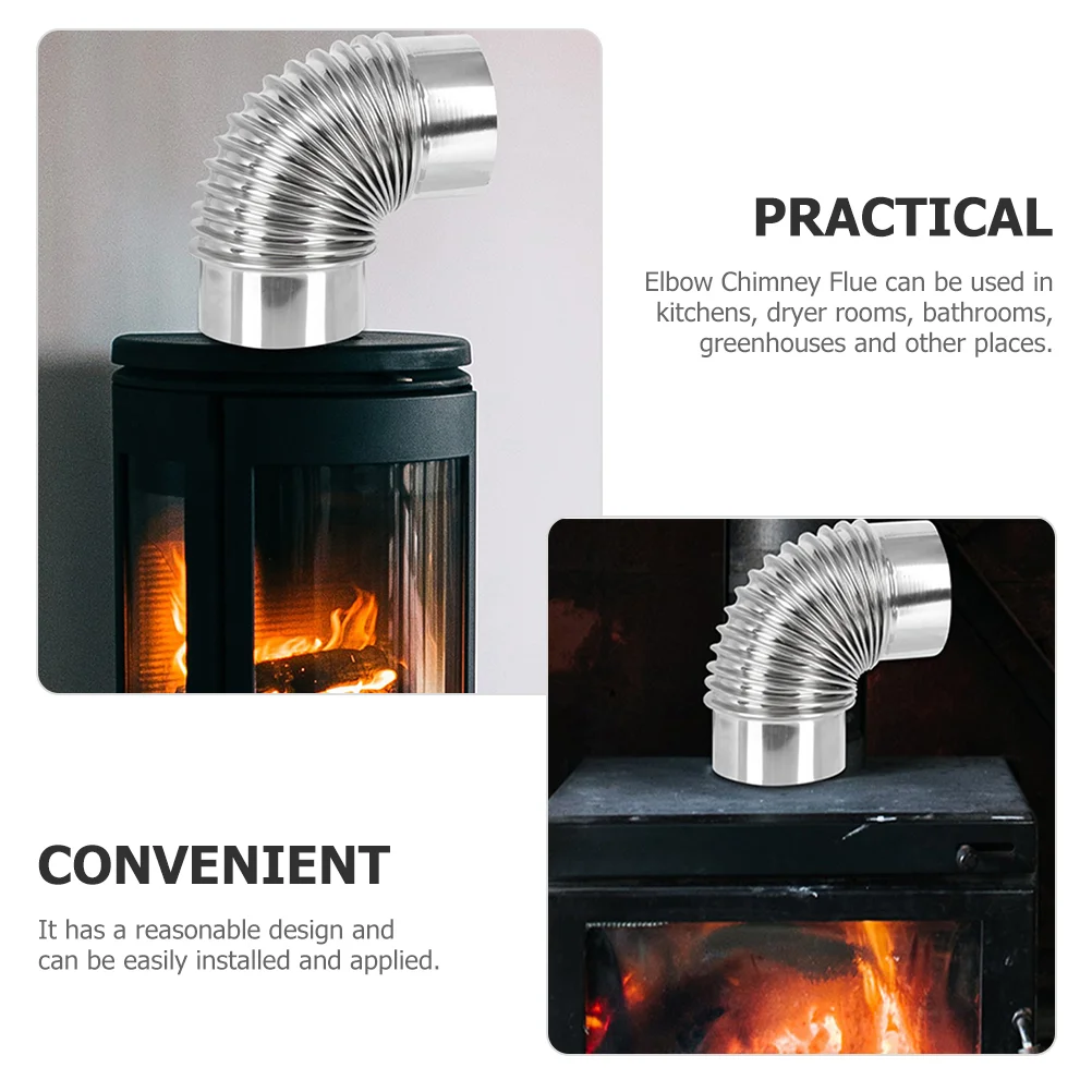 Estufa de leña calefacción de acero inoxidable codo chimenea accesorios de manguera de aire de combustión extensión de calentador de boquilla