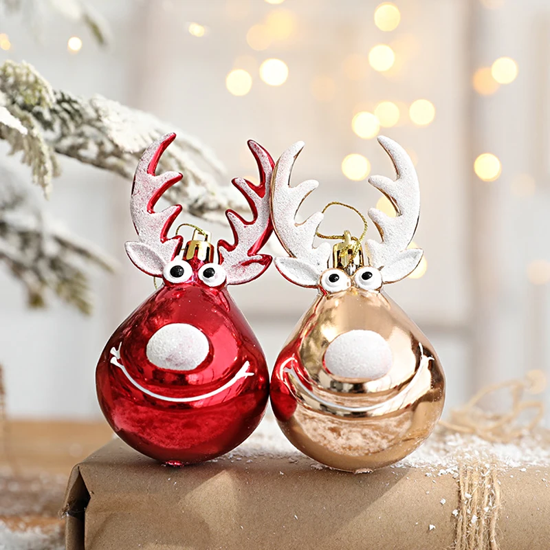 Adornos de bolas de alce de Navidad, colgantes para colgar en árbol de Navidad, regalo de Año Nuevo para fiesta de boda, decoraciones navideñas para el hogar, 2 uds.