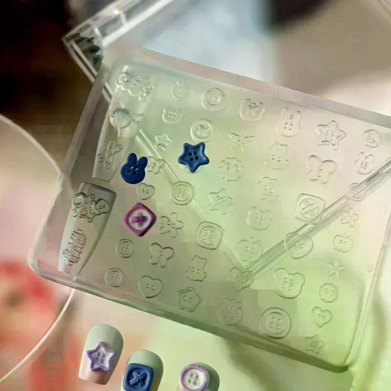 Manicure Multi Shapes Button Small Model 3D Buttons Nail Art Mold Silicone Cute Nail Tool DIY Resin Buckle Nail Art Supplies 1P