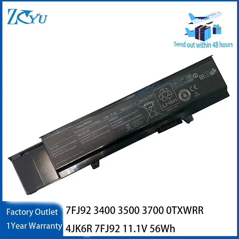 

7FJ92 Laptop Battery for Dell Vostro 3400 3500 3700 Series 0TXWRR 4JK6R 7FJ92 etc 11.1V 56Wh