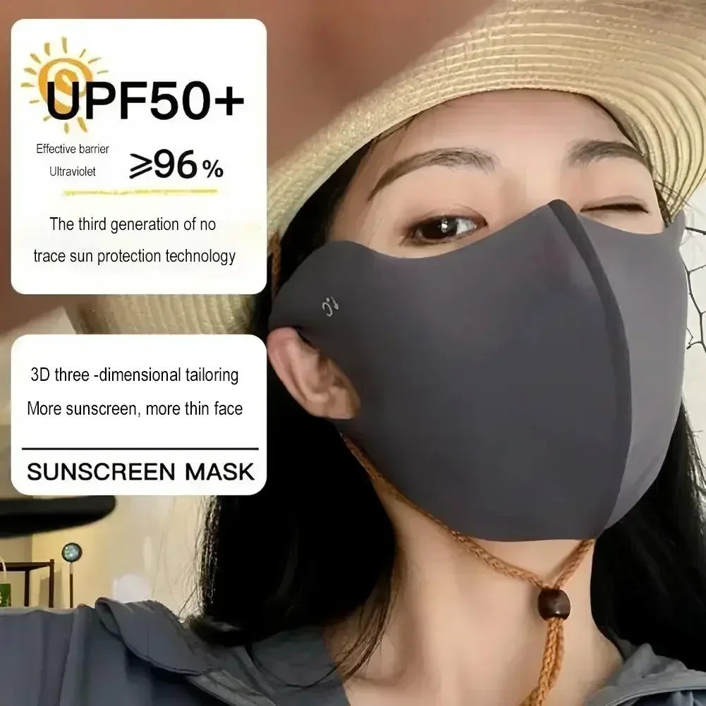Sunscreen mask for women, eye protection, breathable, high-appearance face mask, UV protection, hyaluronic acid, ice silk mask