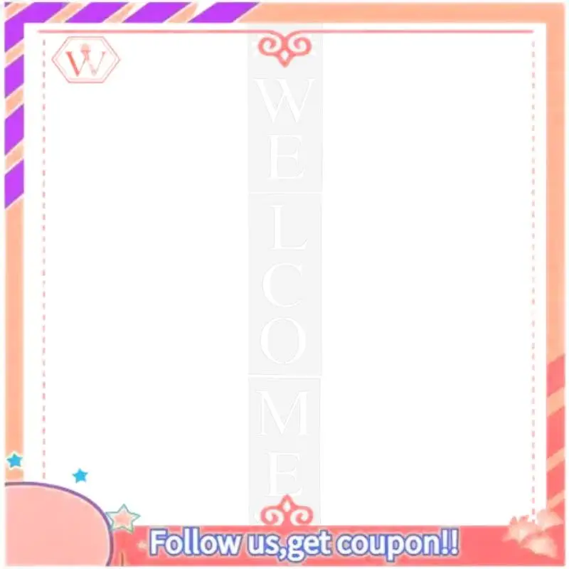 AT84-Welcome Sign Stencil, Large Letter Stencils For Painting On Wood Reusable Porch Sign And Front Door Vertical Decorating