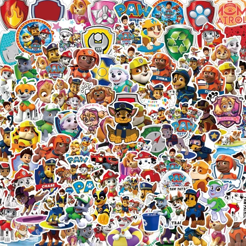 

50Pcs Paw Patrol Stickers Cups Handbook Waterproof Sticker Cartoon Cute Chase Skye Decorative Notebook DIY Kids Birthday Gift