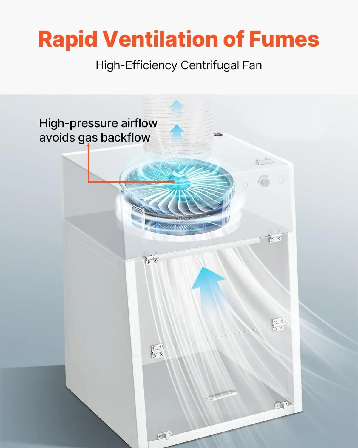 Ducted Fume Hood, 22.83 x 25.98 x 24.80 inch Working Area, Lab Fume Hood with LED Light and G1 Pre-Filter, Adjustable Speed