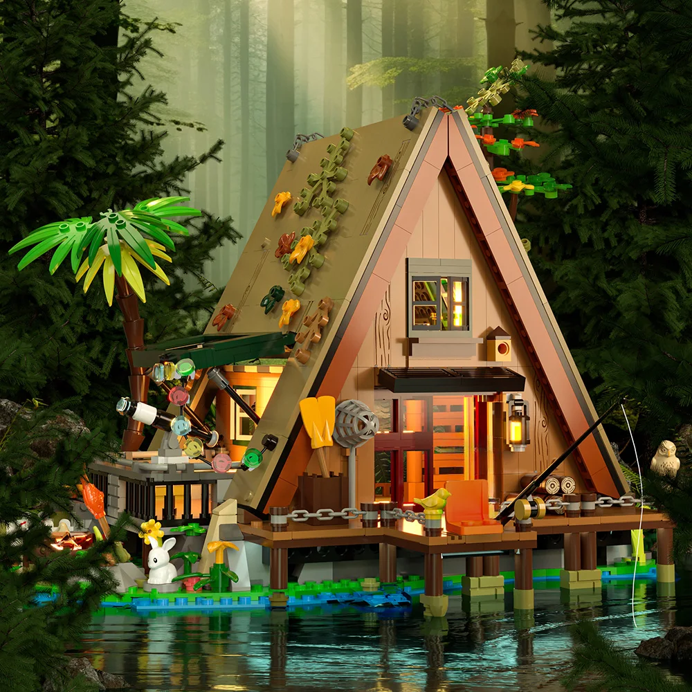 Ideas A-Frame Tree Cabin 1486PCS Collectible Display Set Buildable Kit Building blocks for Nature Lovers Adults Kids Gift