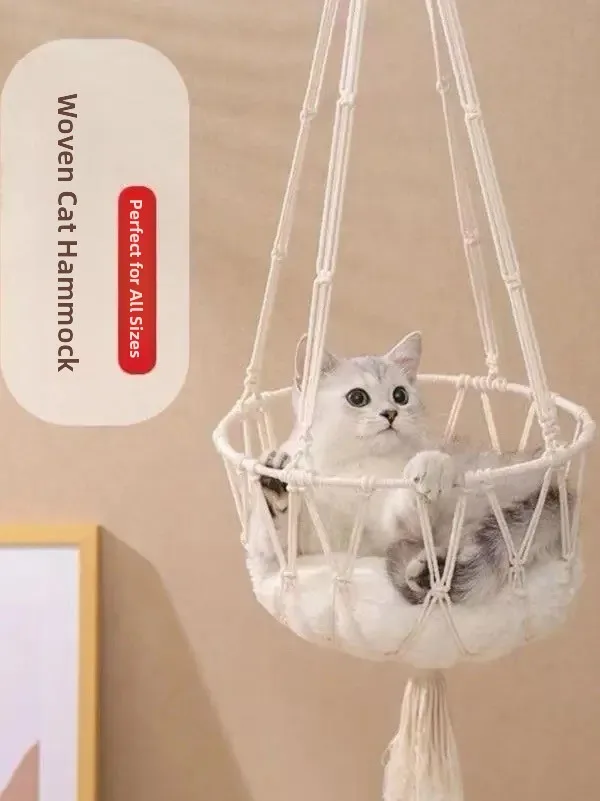 

Hanrted Woven Bed Swing Basket Dog Cage Four Seasons Universal Cotton Fabric Removable Design Breathable Warmth