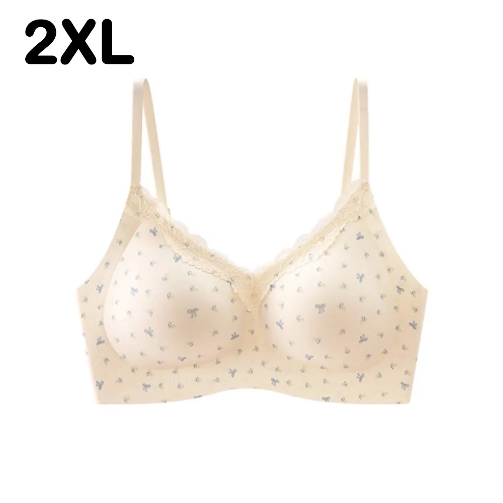 

Sweet Floral Seamless Bra Anti-sagging Breathable Wireless Bra Lace Shockproof Push Up Bra
