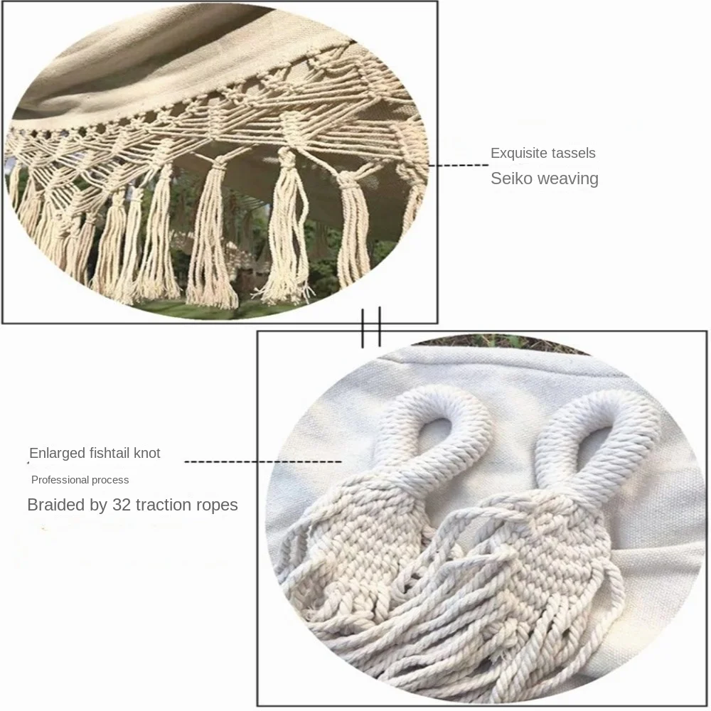 

Большой двухместный гамак Делюкс в стиле бохо с плетеными кисточками, утолщенная подвесная кровать-качели из канваса для пляжа