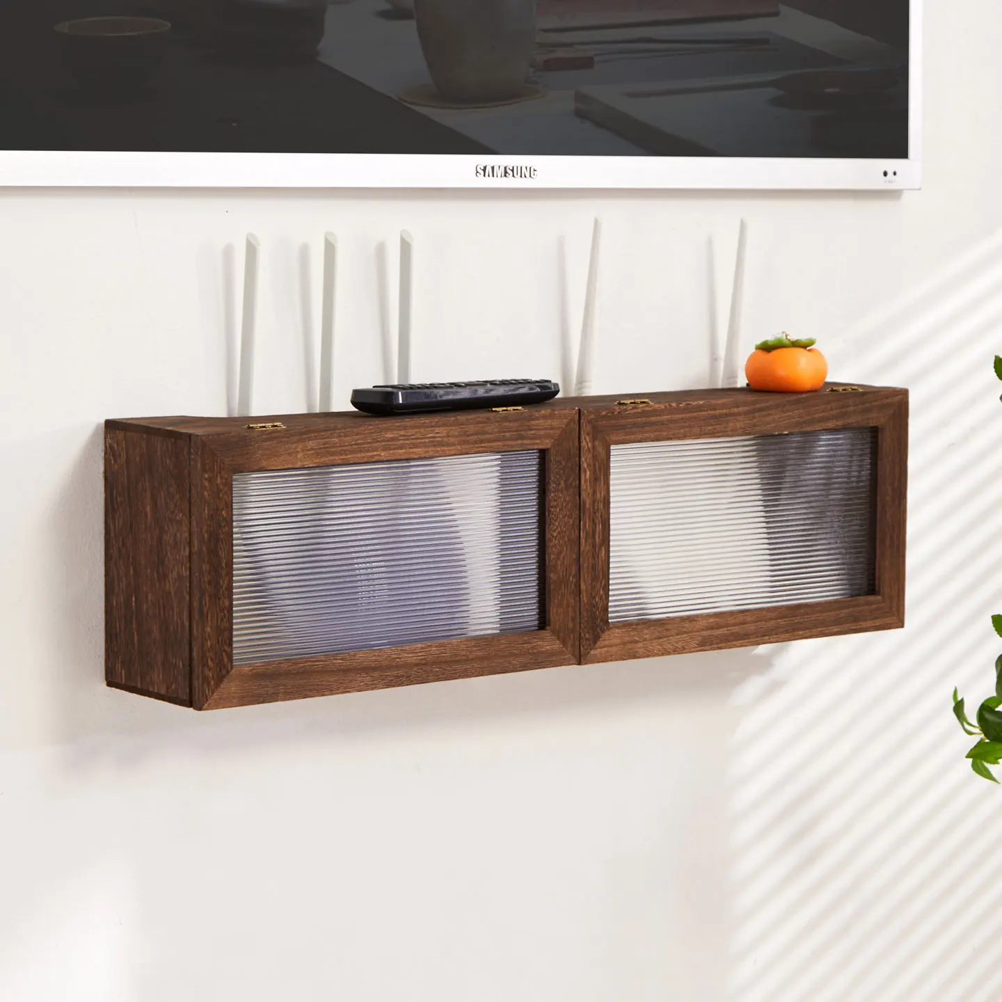 Premium Sturdy Solid Wood Wall-Mounted Router & Modem Storage Box with Cable Management, Concealment Organizer for WiFi, Socket