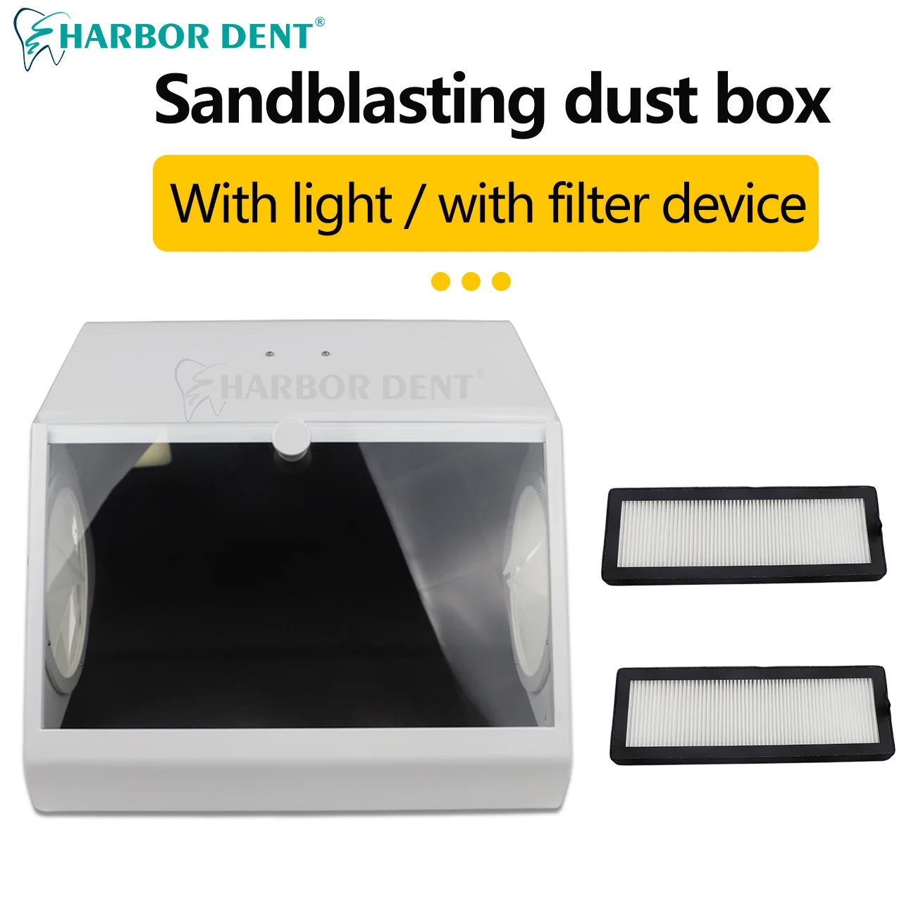 

Dental Dust Collector Grinding Polishing Sandblasting Dust Box With LED Light Dentistry Lab Equipment With Two Filters