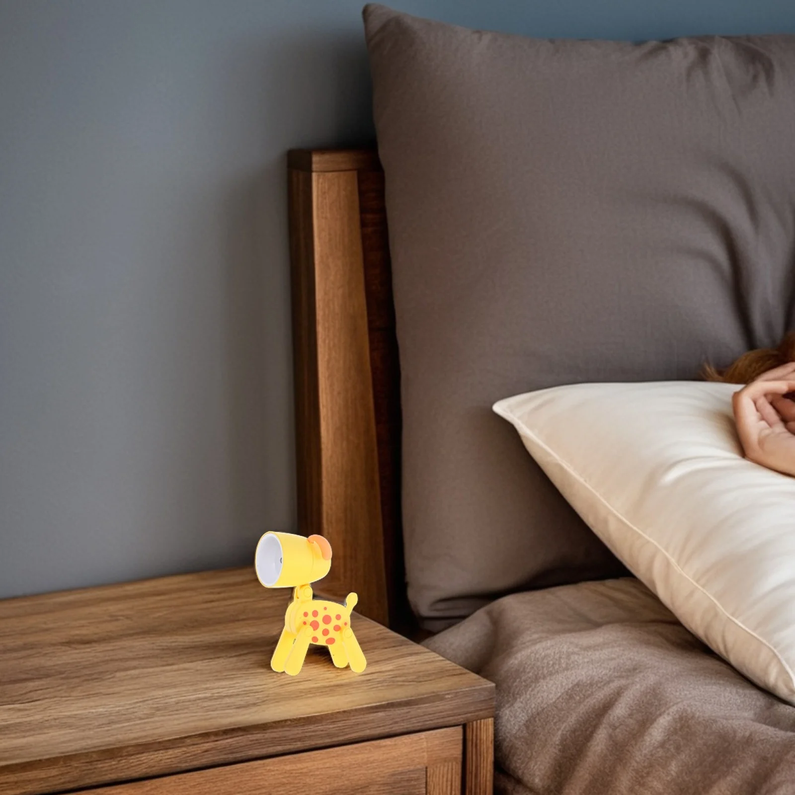 

Cute Night Light Dog Shaped Mini Lamp Foldable Adjustable Head Room Bedroom Decor Yellow Rechargeable