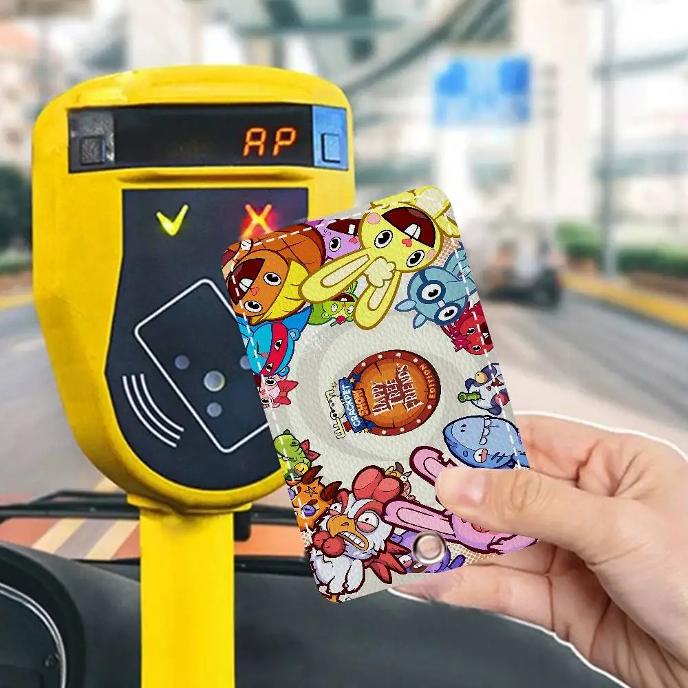 Happy Tree Friends Bank Card,Subway, Bus Card Holder Keychain Key Ring Door Access Tags ID Card Case Keychain Access