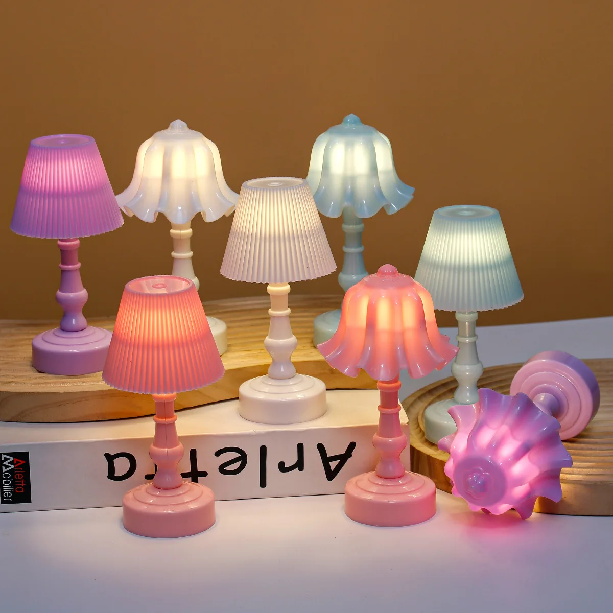 Geometric Flower Bud Button Battery LED Table Lamps Desk Night For Bedroom Dining Touch Night Light Simple Modern Decoration