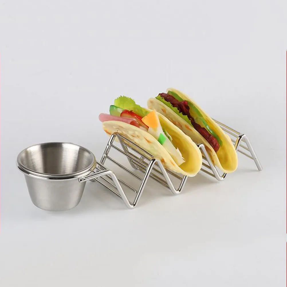Mexican Taco Rack 304 Stainless Steel Stand Up Holder for Tacos Pancakes Burritos Sandwiches Acid Alkali Wear Resistant Non Slip