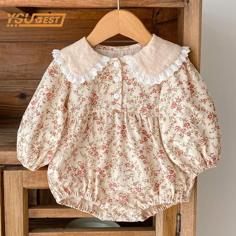 Infant Kids Baby Girls Long Sleeve Spring Autumn Sweet Printing Princess Rompers Newborn Kids Baby Girls Rompers Clothes