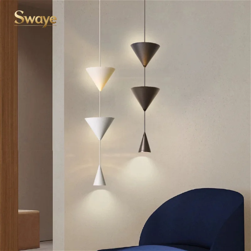 Nordic Minimal Conical LED Ceiling Pendant Lights Bedroom Restaurant Bar Room Ceiling Chandeliers Home Decor Indoor Luster Lamps