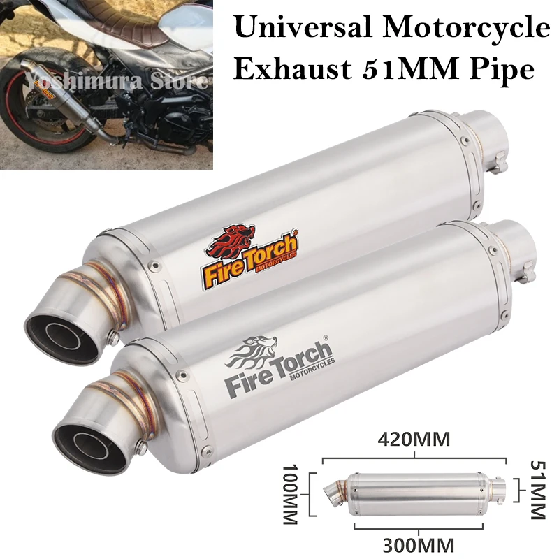 

Универсальная выхлопная труба мотоцикла 51 мм 420 мм для CBR650 R6 ER6N MT09 CF675SR Ninja650 NC700 Съемный глушитель DB Killer
