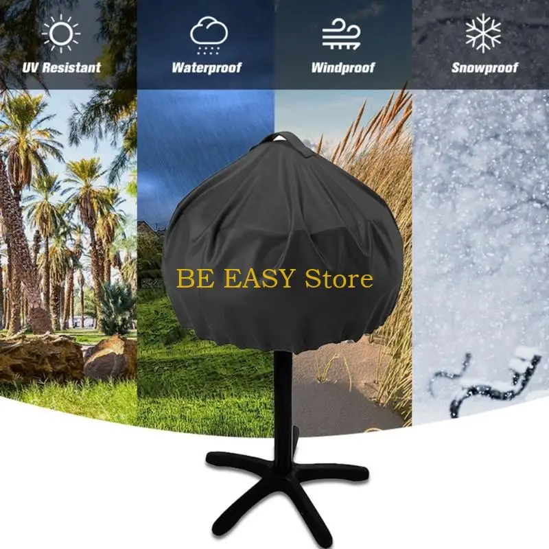 E28F Round Electric Barbecue Cover 2-Pack in 420D Fabric with a Lower Cord Closure, Top Carry Grip, and Dust Barrier for Patio