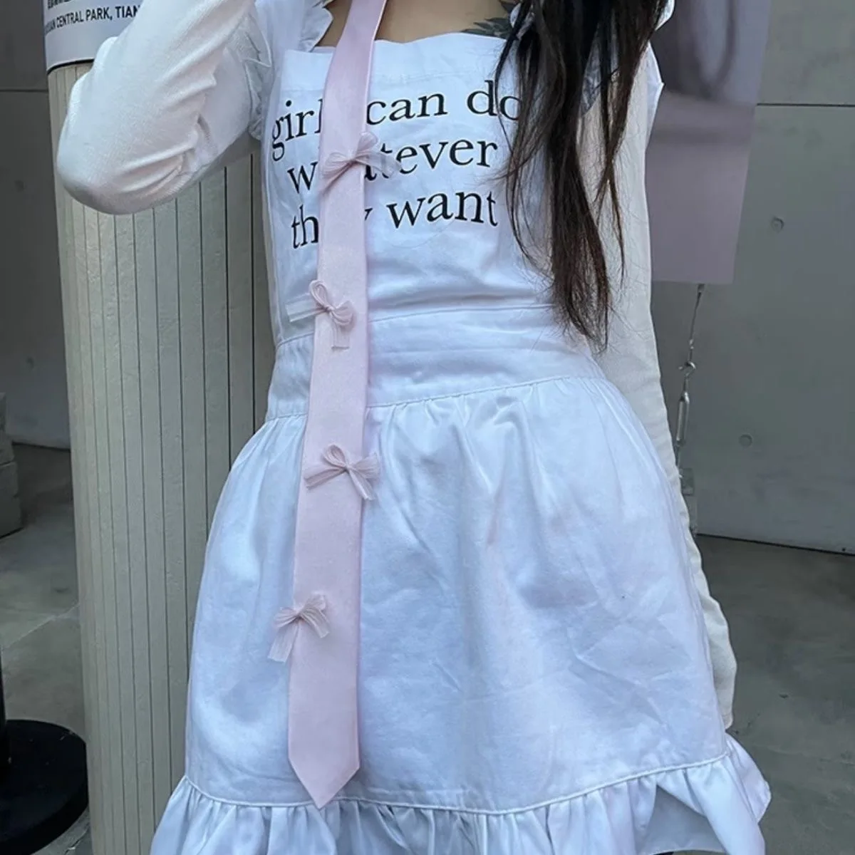JK Uniform Harajuku Pink/Blue Sweet Lolita Necktie Cosplay Lolita Anime Handmade Long Necktie Y2K Vintage Accessories