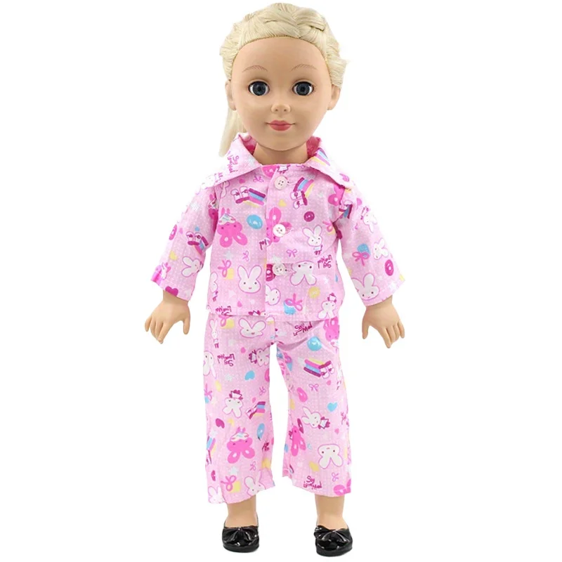 doll clothes suitable for 18-inch American dolls. ( does not include dolls and shoes.) Pink pajama costume