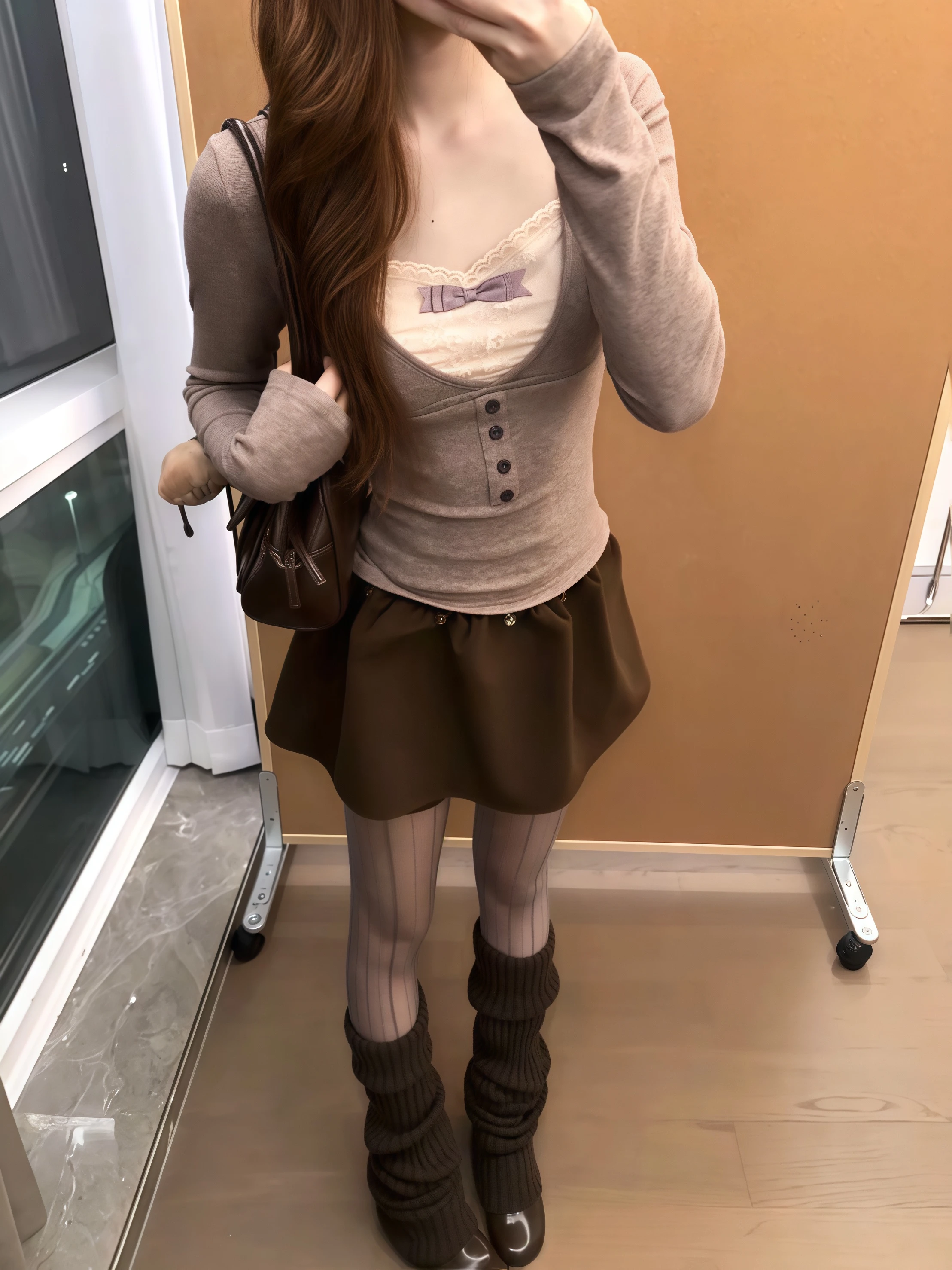 Miu Sle Koronkowy Panel Długi T-shirt Damski Jesienno-Zimowy Nowy Czysta Urocza Dopasowana Bielizna Bazowa Top