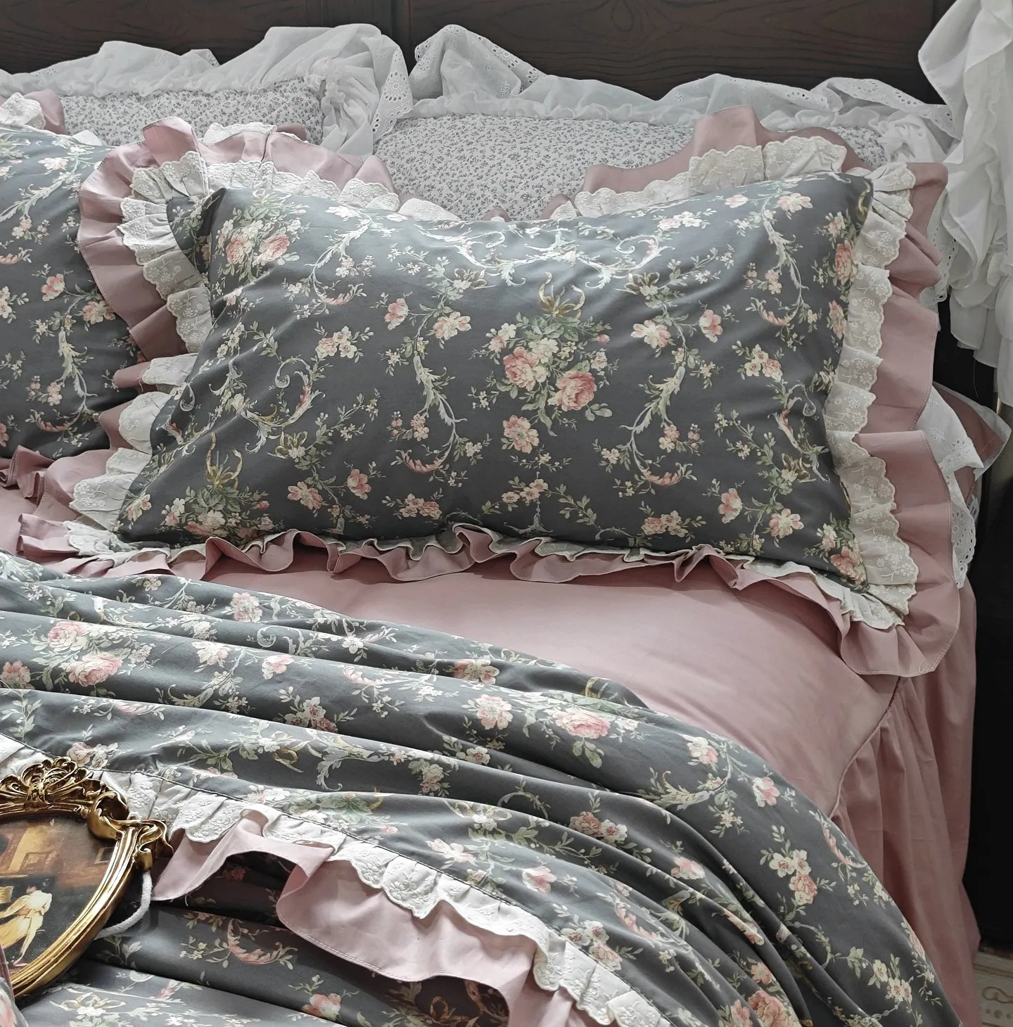 1 Piece 70x70cm Luxury Lace Ruffle Pillowcase, 100% Cotton Decorative Sham, Home Bedding Essentials Pillow Case Custom