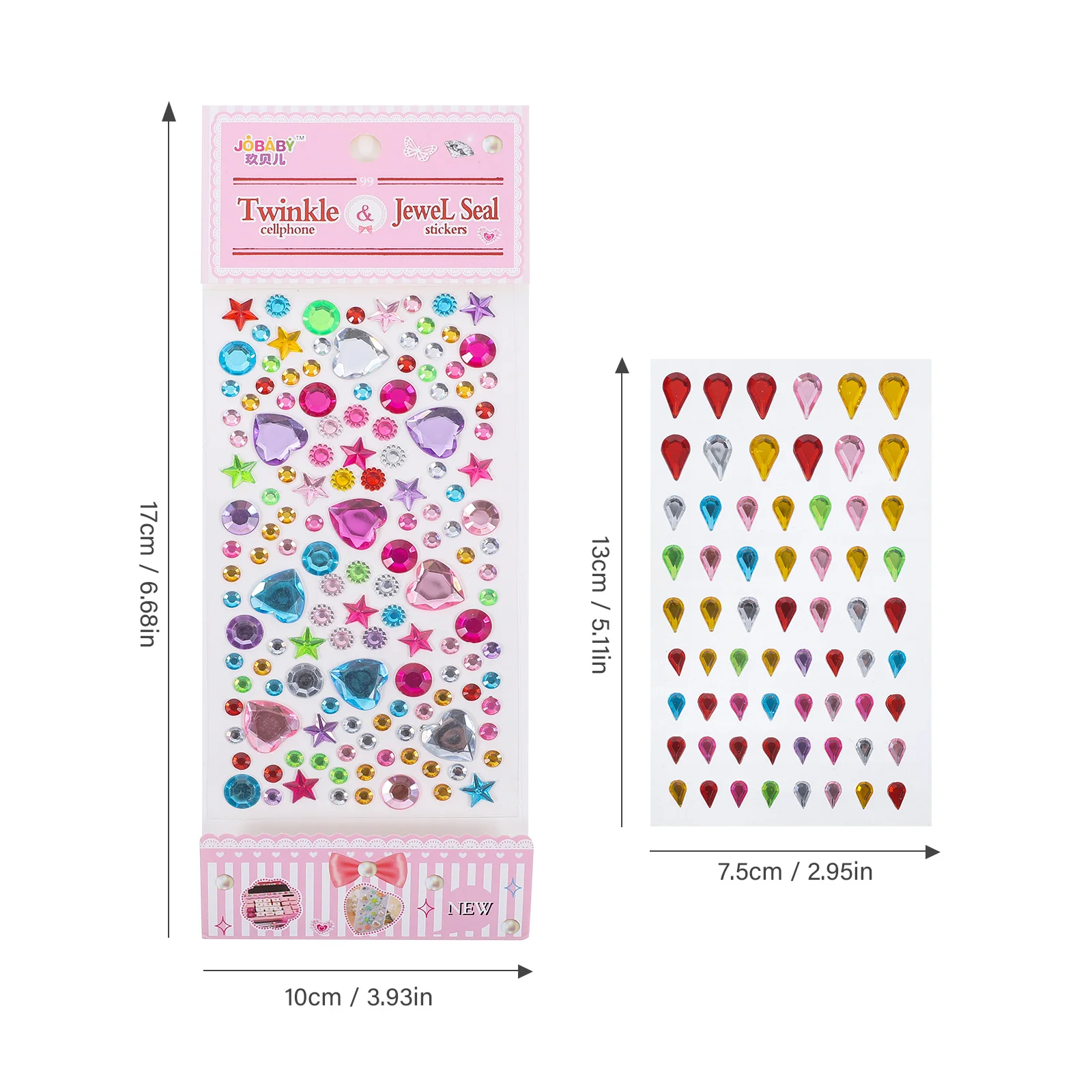 6 Sheets Acrylic Diamond Sticker Makeup Stickers Eye Rhinestones Gems Craft Jewels for