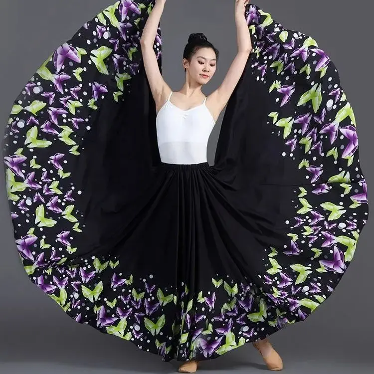 720 Degree Women Flamenco dance Skirts Modern Classical Dance Geometric Print Large Skirt Stage Performance Costume