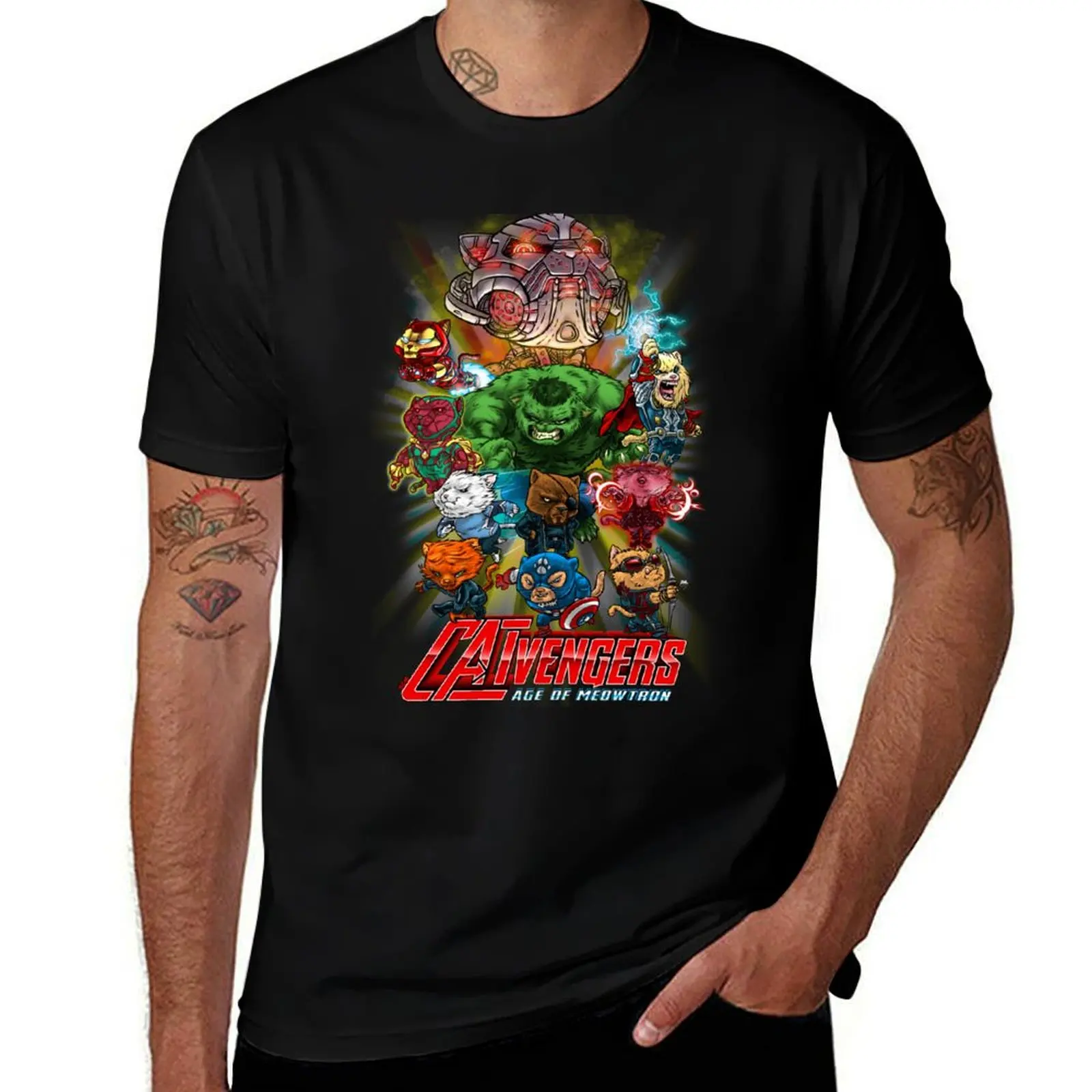 

CATVENGERS-Age of Mewtron T-Shirt vintage graphic tee designer shirts mens fashion