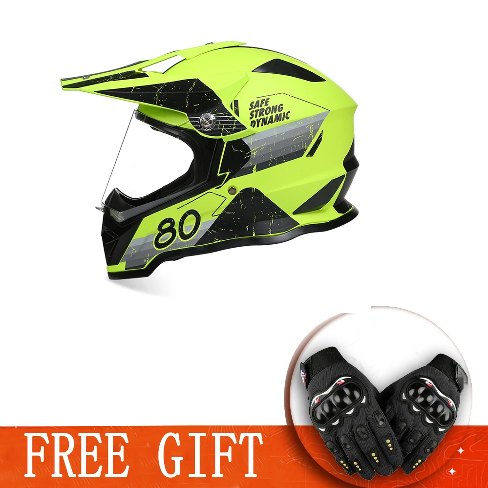 Off-Road Motorcycle Helmet ABS AM DH Full Face Racing Bicycle Downhill Mountain Bike Casco Motocross Unisex Giving Send Glove