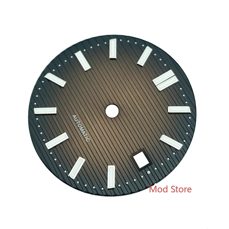 30mm Brown White Sterile Watch Dial Wristwatch Plate Set For ETA2824 Miyota8215 Mov't Nautilu Style Splint Grain Green Lume