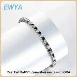 EWYA Sparkling 3/4/5/6.5MM nero bianco Full Moissanite Diamond Tennis bracciale per uomo donna Original S925 Silver Link bracciali