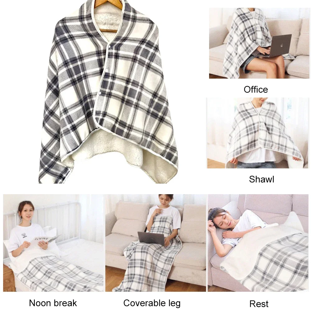 USB Electric Blanket Wearable Heated Blanket Mat Shawl Winter Warmer Heated Blanket Electric Heating Throw Blanket For Home