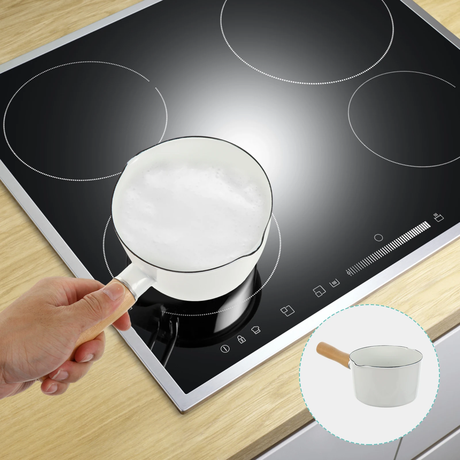 

Enamel Milk Pot Small Saucepan Cookware Soup Pots Stove Top Smooth Edge Easy Clean Long Lasting Nonstick Practical Design