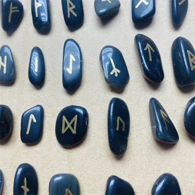 Natural Rune Blacks Stone Irregular Divination Fortune-telling Healing Meditation Gift Collection