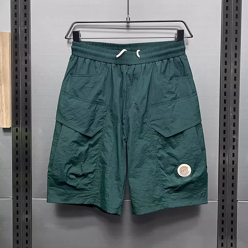 

Trendy Ice Silk Workwear orts Men's Summer Thin Casual Loose Baskeall Five-Quarter Pants Youth Active Sle Straight Leg