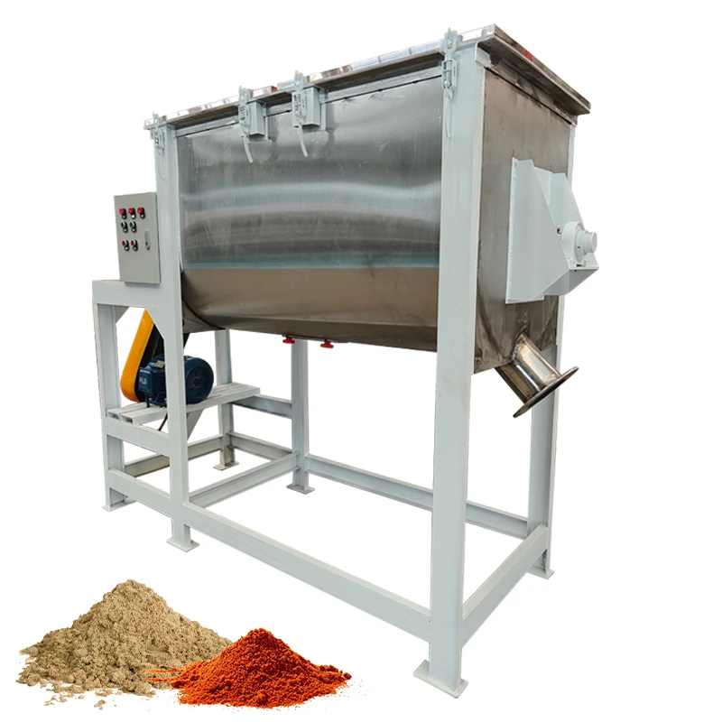 Mushroom Substrate Ribbon Mixer 300 Liter 500kg Ribbon Blender Dry Powder Mixing Machine With Conveyor Stainless Steel