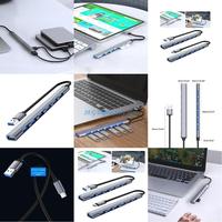 U75B 7 in 1 Type-C HUB USB3.0 Docking Station Fast Data Transmission USB Splitter Adapter Aluminum Alloy-