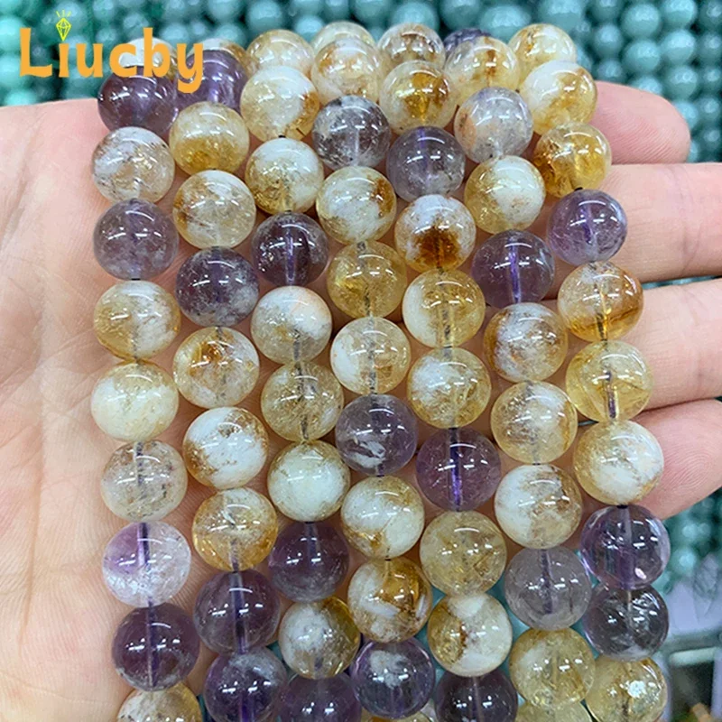 Advanced sense Natural Stone Purple Yellow Chalcedony Beads DIY Handstring decoration For Jewelry Making 15