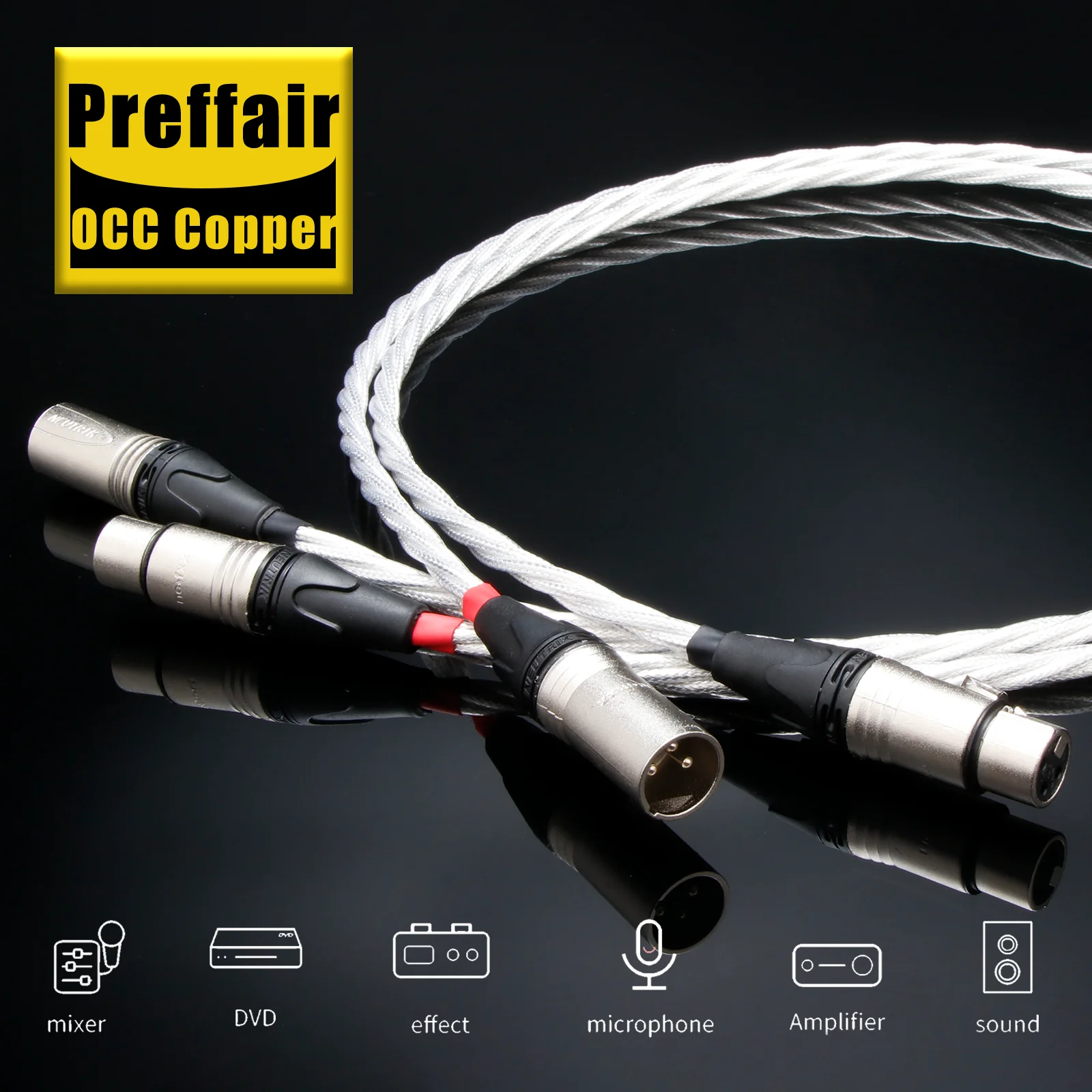 Pair XLR Audio Cable OCC Silver Plated with 3pin xlr Silver plated plug Connection Cable for Microphone Cable Balance Line