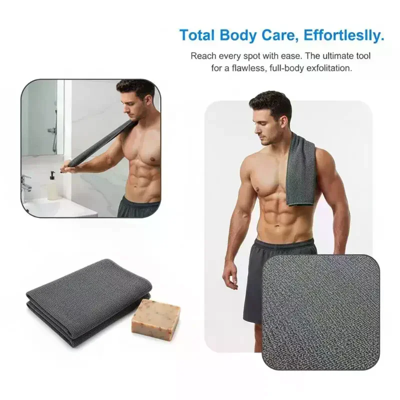 

High Elasticity Frosted Long Shower Towel Shower Body Brush Bathing Massage Back Body Exfoliating Bathroom Wash Brush Bath Tools