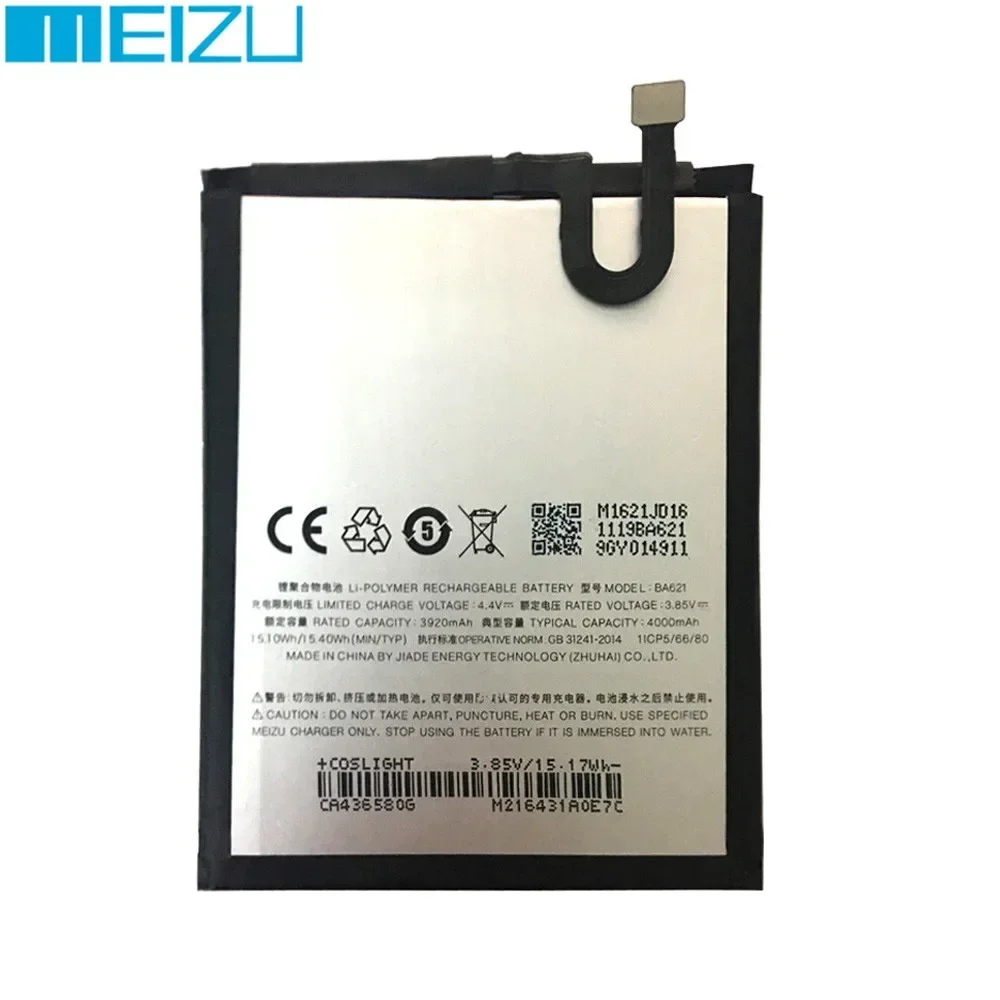 BA621 Bateria para Meizu M5 Nota, Nota 5, Nota 5, M621N, M621M, M621Q, M621H Baterias de Celular, 100% Original, 4000mAh