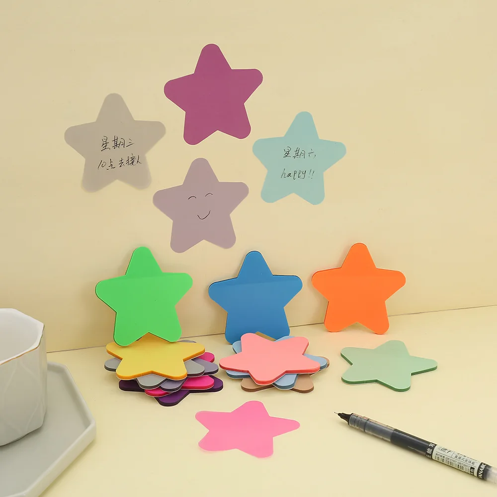 50sheets Translucent Colorful Five-Pointed Star Sticky Note N Times Memo Pad Sticky Notes Pads Stickers Planner Notepad Supplies