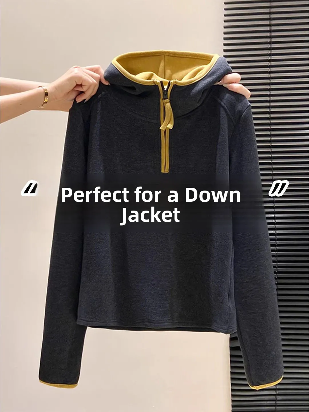 

Women's Thiened Double-Sided Fce Hoodie Long Sve Zipper Hooded T-irt Autumn Winter New Sle Base Layer Inner Wear