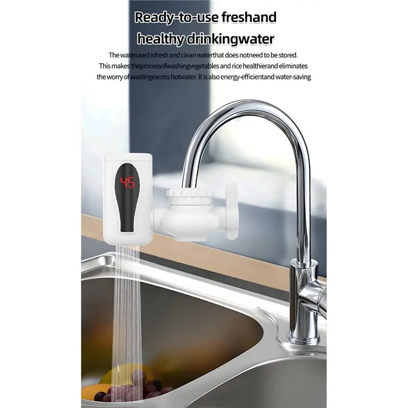 A005-Double Mode Swivel Faucet LED Digital Display Direct Hot Water Faucet Electric Instant Hot Cold Water Heater US Plug